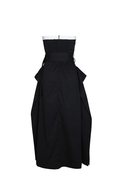 Single-breasted double-belt wrap dress with a wide skirt