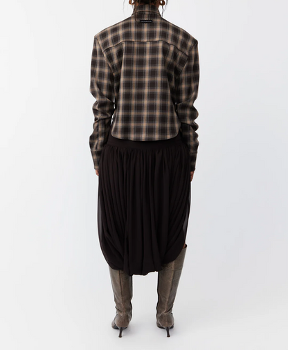 Brown plaid shirt + trousers set