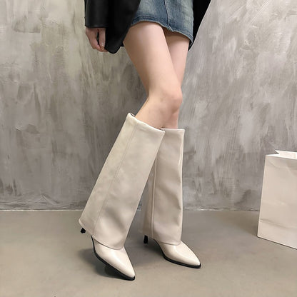 Slim high-heeled trouser boots