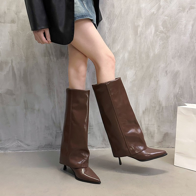 Slim high-heeled trouser boots