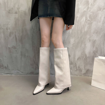 Slim high-heeled trouser boots