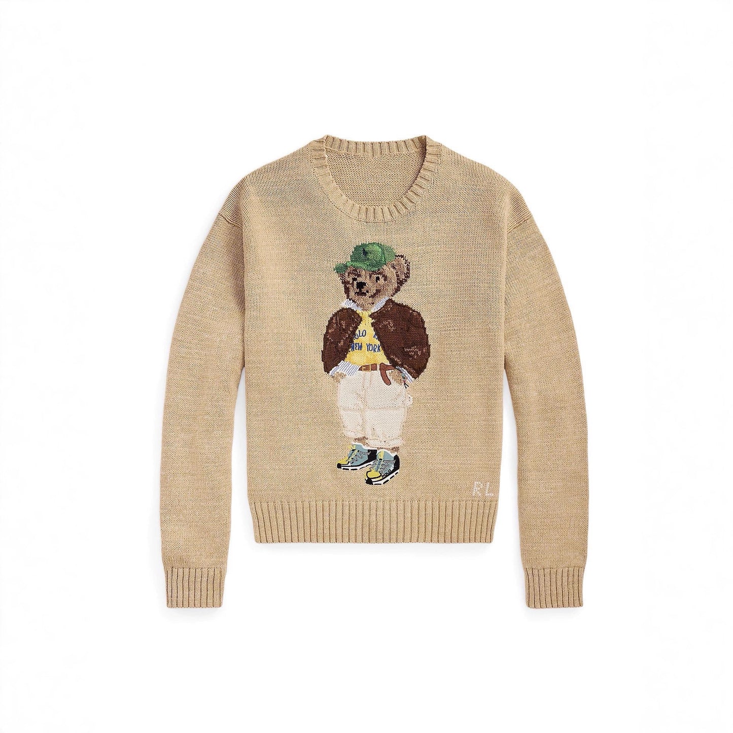 Retro classic heavy embroidery cartoon bear sweater