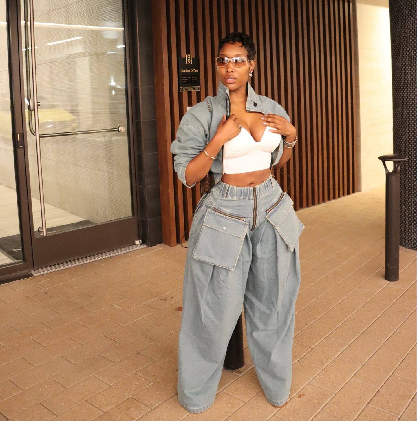Heavy-duty denim two-piece suit