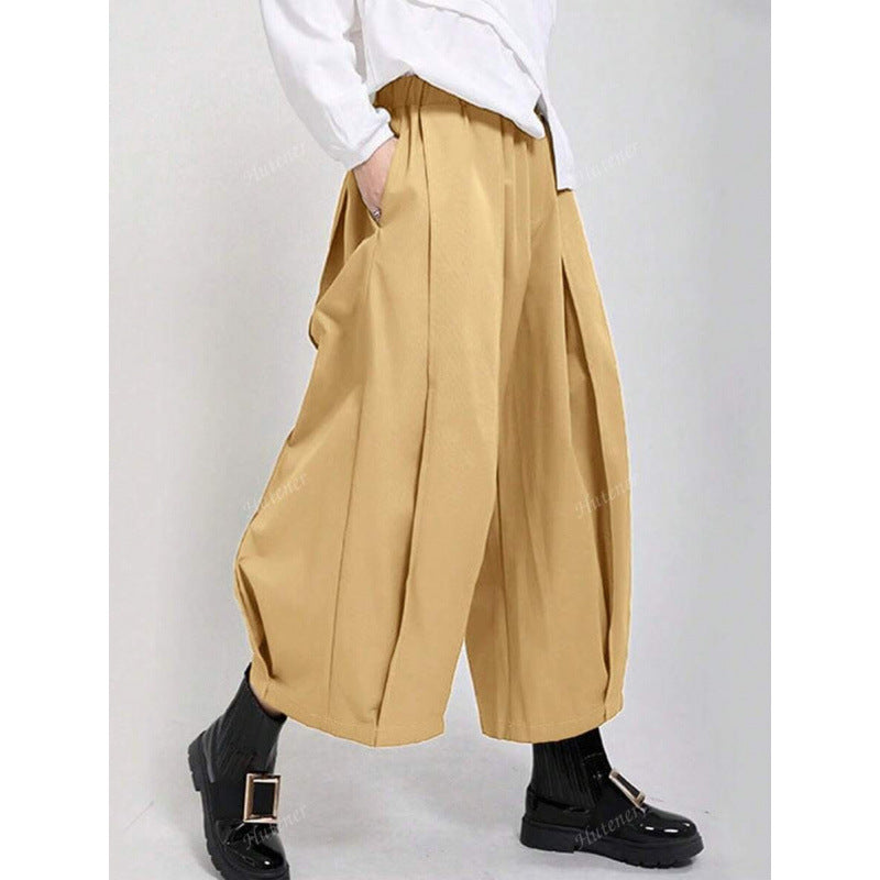 Women's Casual Khaki Loose Pants with Elastic Waist
