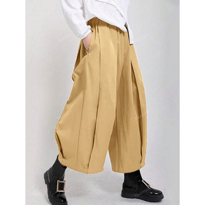 Women's Casual Khaki Loose Pants with Elastic Waist