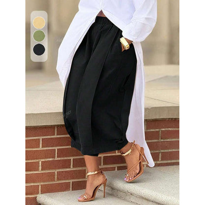 Women's Casual Khaki Loose Pants with Elastic Waist