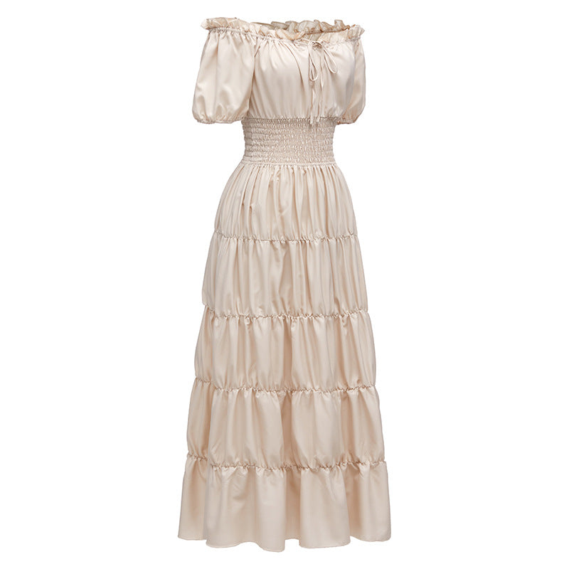 One-shoulder waist cake skirt