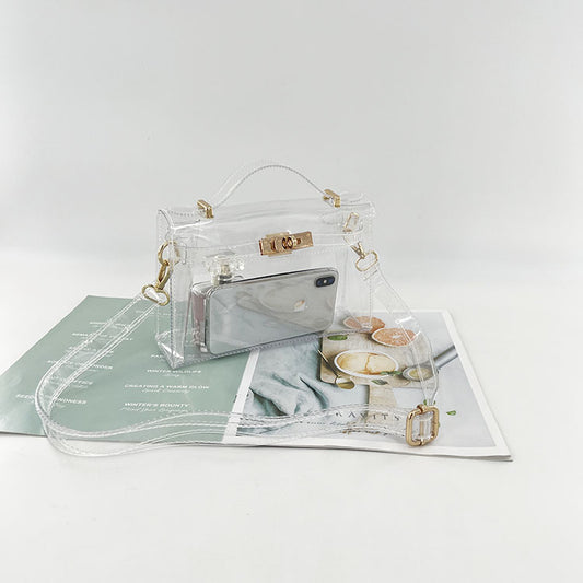 Jelly-like transparent Kelly bag, classic Birkin bag
