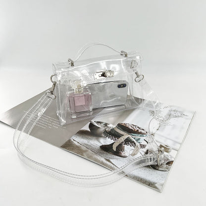 Jelly-like transparent Kelly bag, classic Birkin bag