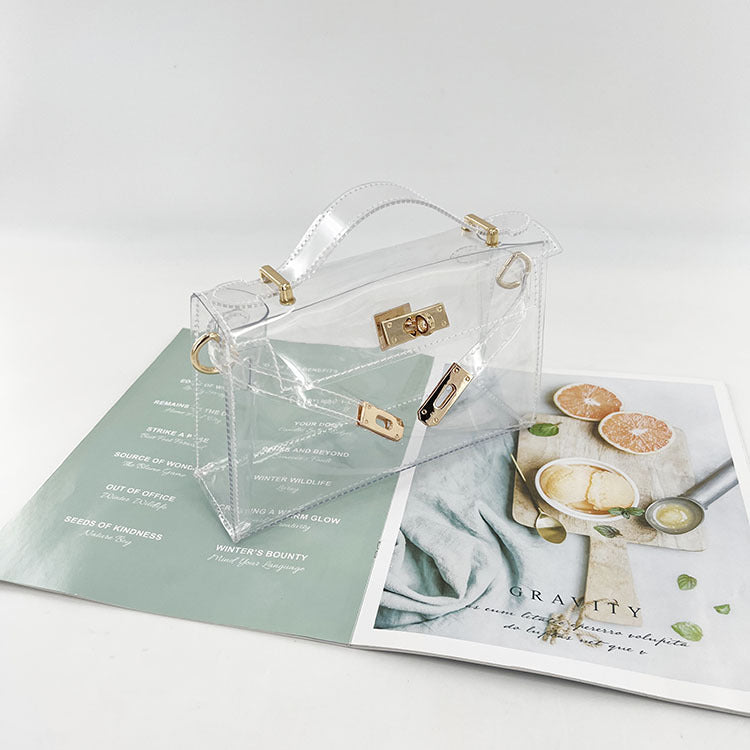 Jelly-like transparent Kelly bag, classic Birkin bag