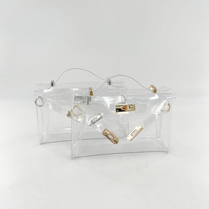 Jelly-like transparent Kelly bag, classic Birkin bag