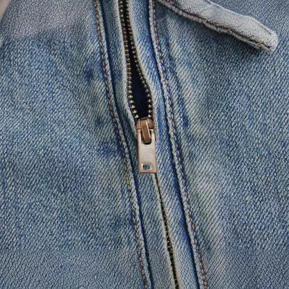 Collared loose denim dress