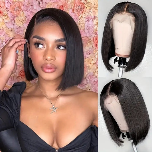 Lace bob haircut medium-length wig