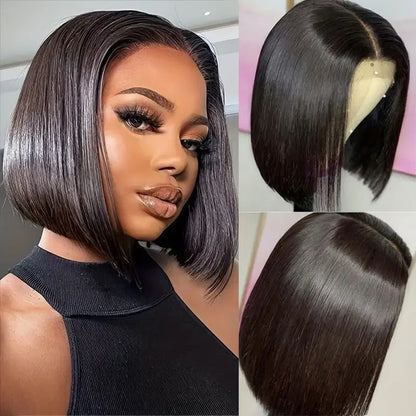 Lace bob haircut medium-length wig