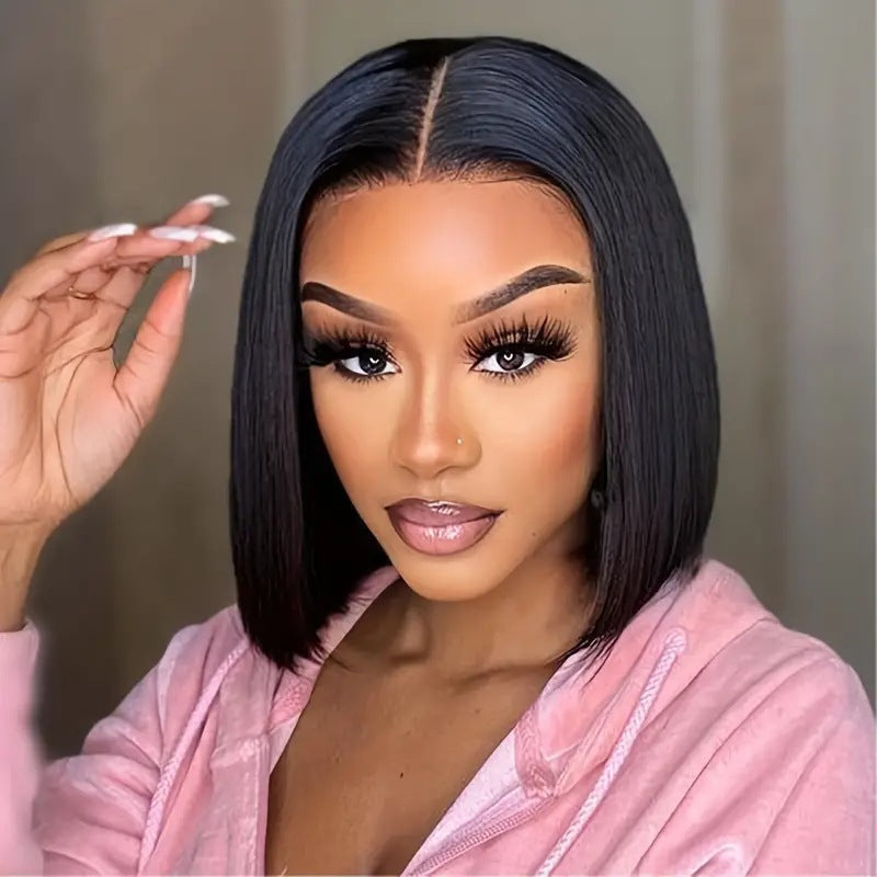 Lace bob haircut medium-length wig
