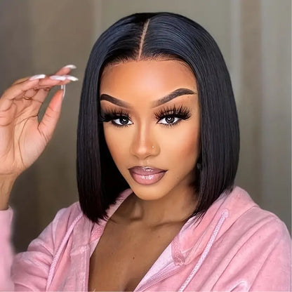Lace bob haircut medium-length wig