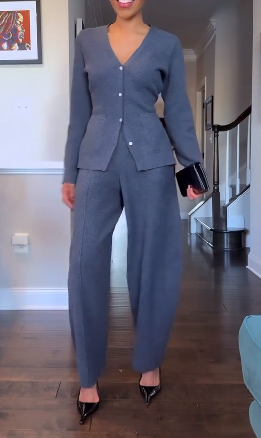 Charcoal gray cardigan two-piece set