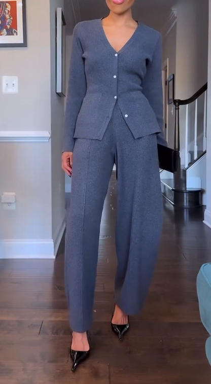 Charcoal gray cardigan two-piece set