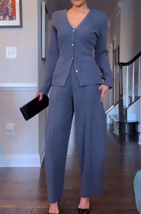 Charcoal gray cardigan two-piece set