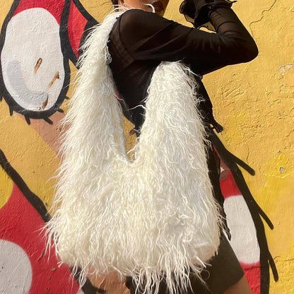 Long-haired shoulder bag/underarm bag