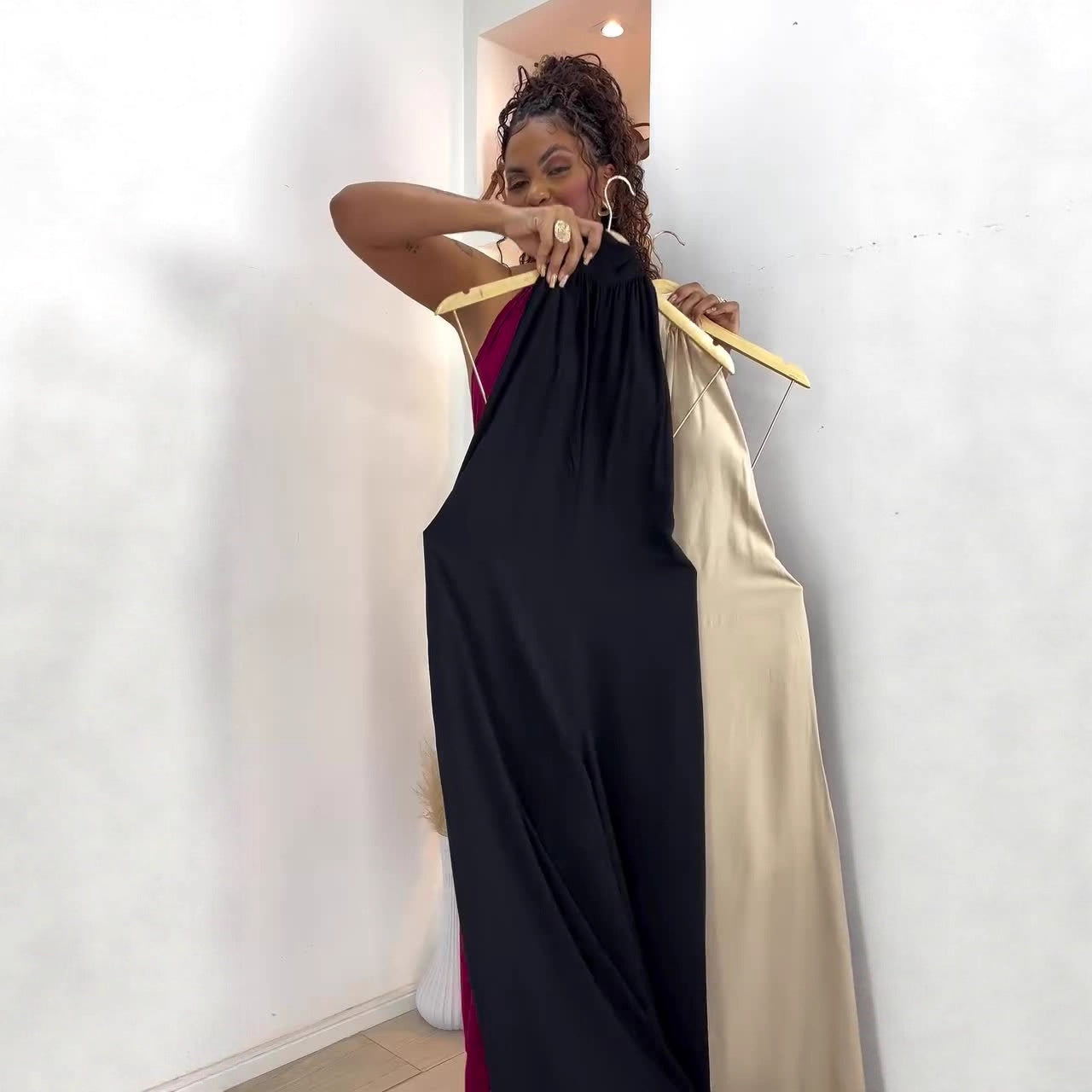 Sleeveless backless halter neck casual simple jumpsuit