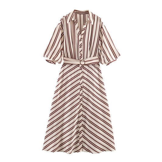 Striped dress with belt