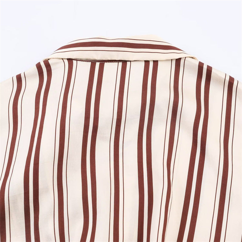Striped dress with belt