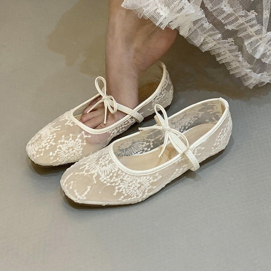 Spring Breathable Mesh Square-Toe Mary Jane Shoes