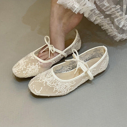 Spring Breathable Mesh Square-Toe Mary Jane Shoes