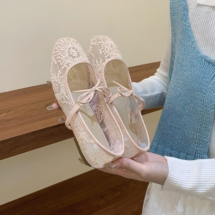 Spring Breathable Mesh Square-Toe Mary Jane Shoes