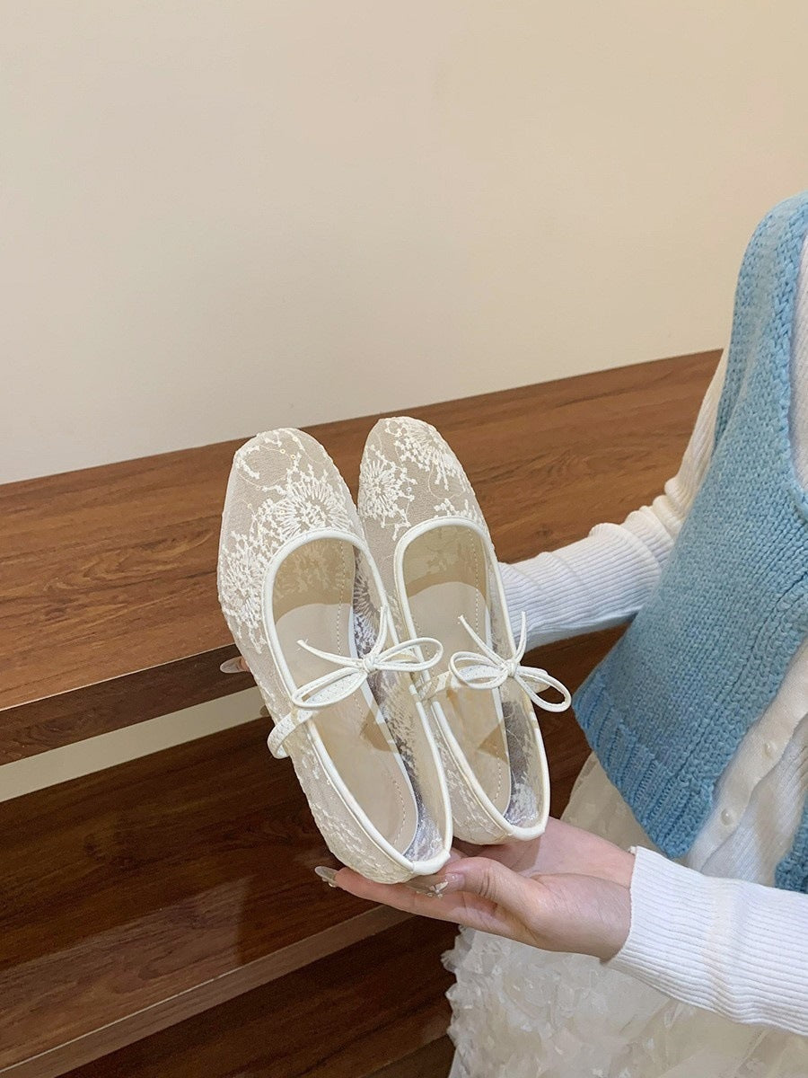 Spring Breathable Mesh Square-Toe Mary Jane Shoes