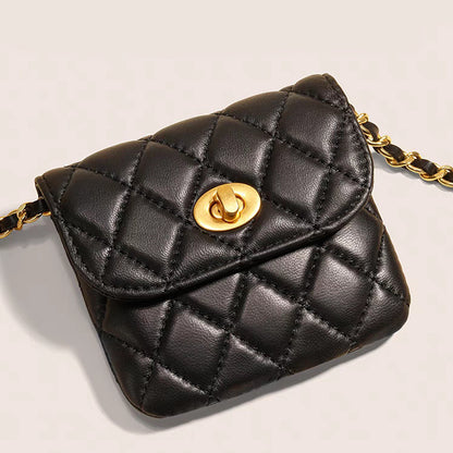 Women's lambskin gold ball waist bag and chain