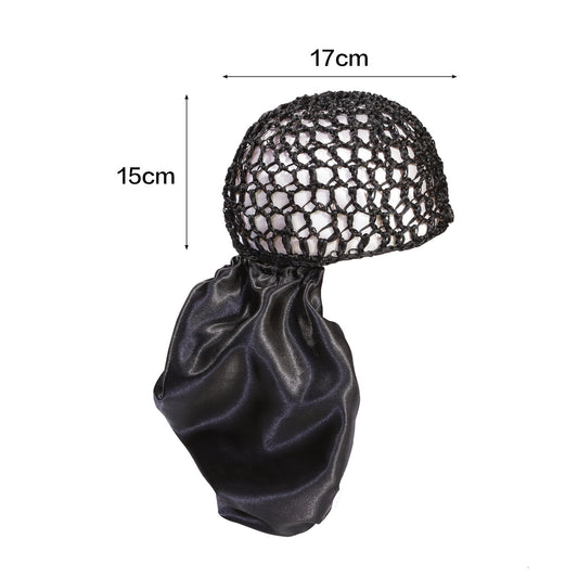 Two-in-one rolled brim cap, crocheted hairnet cap, sleeping cap, mesh shower cap, hair cap.