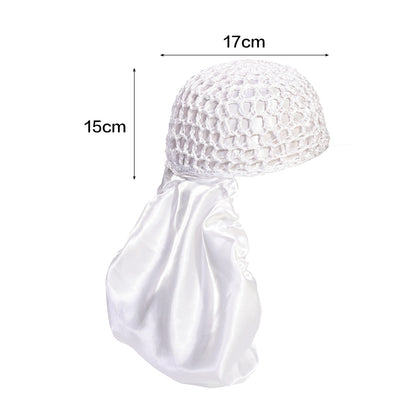 Two-in-one rolled brim cap, crocheted hairnet cap, sleeping cap, mesh shower cap, hair cap.