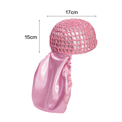 Two-in-one rolled brim cap, crocheted hairnet cap, sleeping cap, mesh shower cap, hair cap.