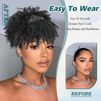 Integrated bangs headband wig, synthetic fiber wig head cover