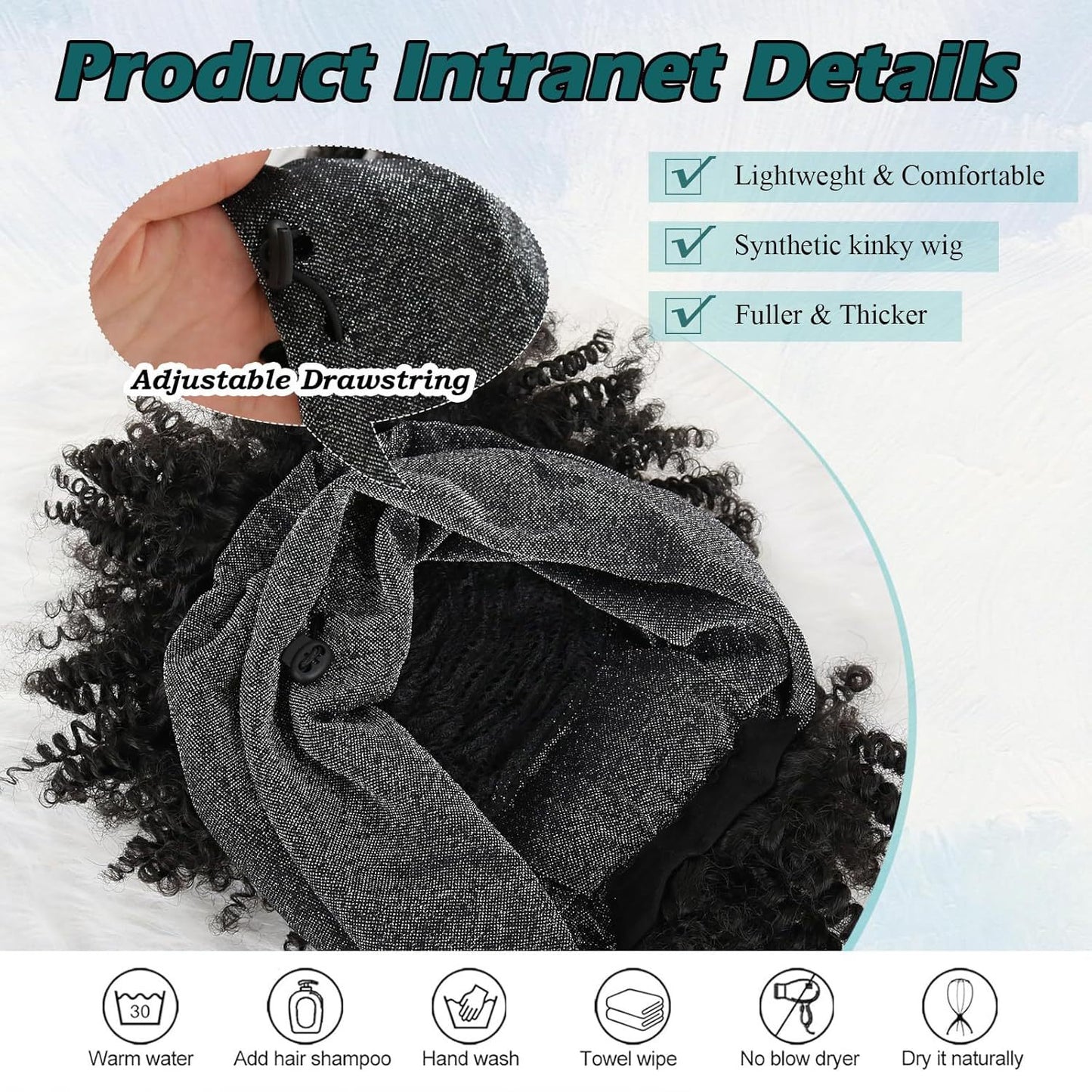 Integrated bangs headband wig, synthetic fiber wig head cover