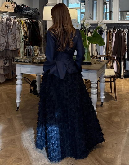 Chiffon-paneled midi skirt