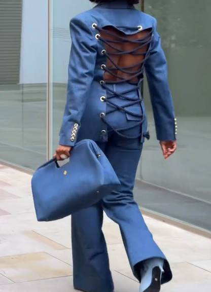 Cut-out back suit set