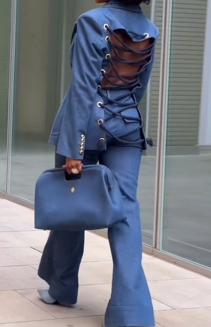 Cut-out back suit set