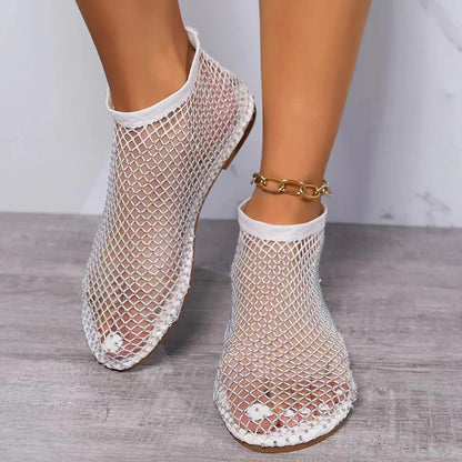 Round-toe cutout rhinestone-embellished ankle sandals