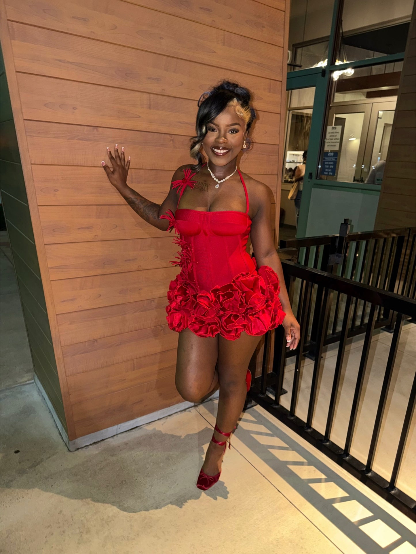 Halter-Neck Ruffled Mini Dress