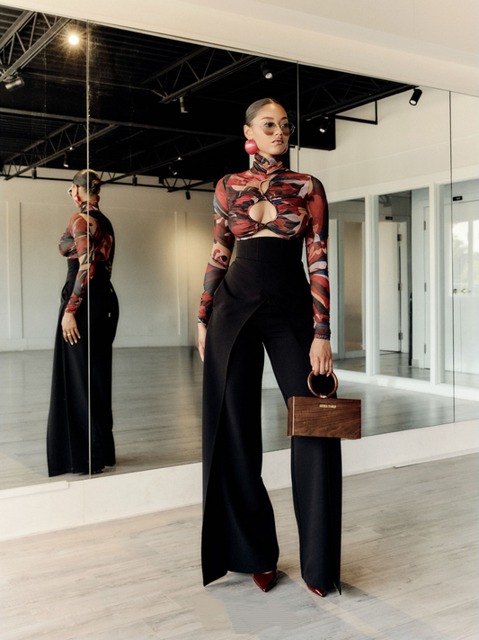 Wide-leg wrap pants