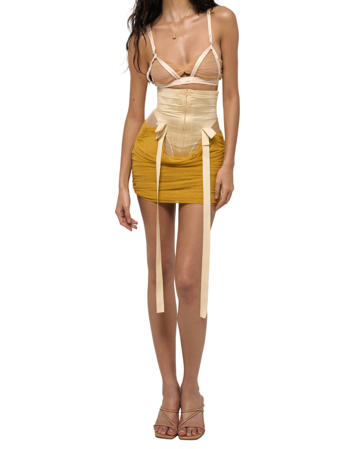 waist pleated hip skirt