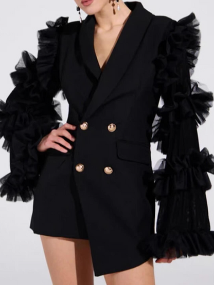 Ruffled Flare Sleeve Suit Dress
