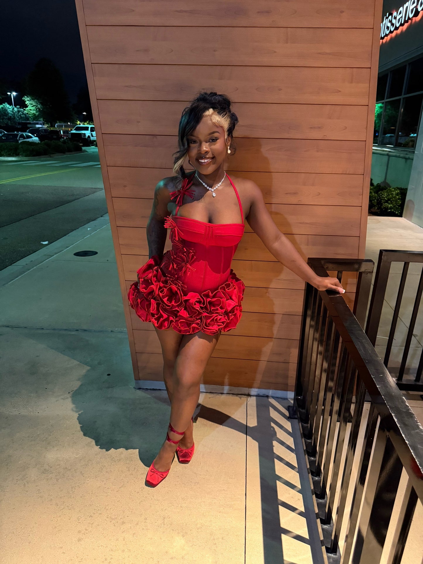 Halter-Neck Ruffled Mini Dress