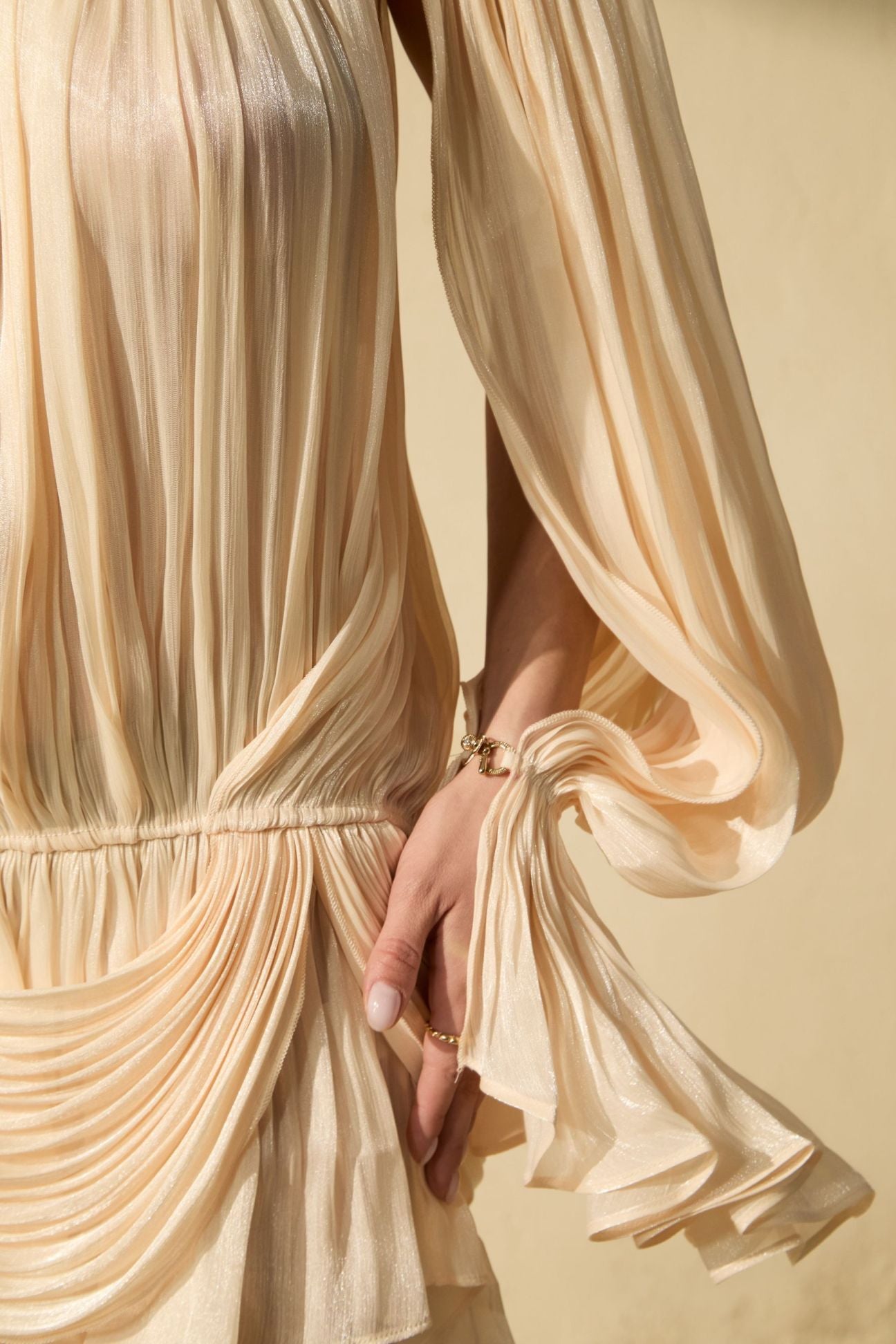 Pleated Ruffle Mini Dress