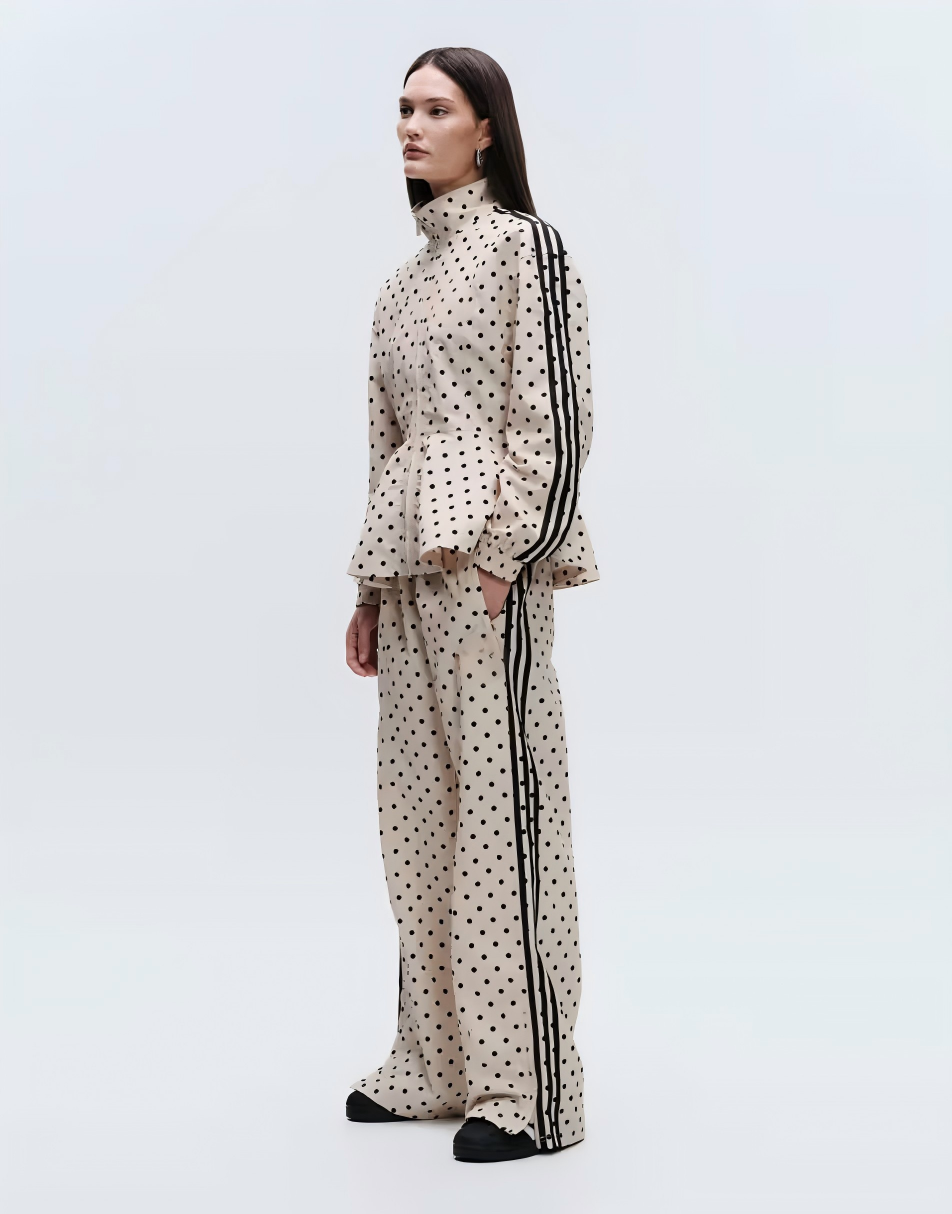 Polka dot pattern sports jacket set