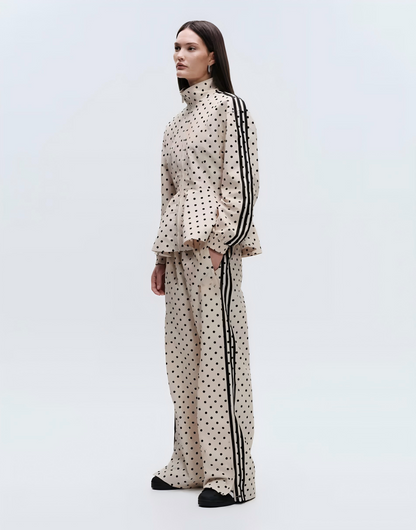 Polka dot pattern sports jacket set