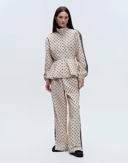 Polka dot pattern sports jacket set
